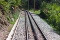 Mountain railway with additional rail for cogwheel,