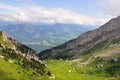 Mountain railway in a valley, Switzerland Royalty Free Stock Photo