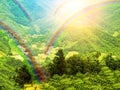 Mountain with rainbow. Royalty Free Stock Photo