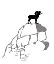 Mountain ram silhouette Royalty Free Stock Photo