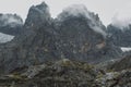 Mountain Range against a foggy background, Mount Stanley in the Rwenzori Mountain Range