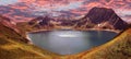 Mountain range and artificial lake lunersee, austria