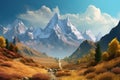 Mountain range autumn. Generate Ai