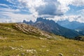 Mountain Range of Cadini di Misurina and Sorapiss from Tre Cime di Lavaredo Royalty Free Stock Photo