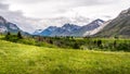 Mountain Range in the Canadian Rockies in Waterton Lakes National Park Royalty Free Stock Photo