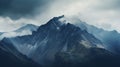 Mountain range with clouds and fog covering the peaks Royalty Free Stock Photo