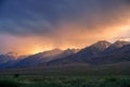 Mountain range colorful sunset with clouds before storm Royalty Free Stock Photo