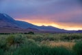 Mountain range colorful sunset with clouds before storm Royalty Free Stock Photo