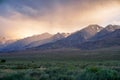 Mountain range colorful sunset with clouds before storm Royalty Free Stock Photo