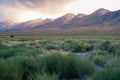 Mountain range colorful sunset with clouds before storm Royalty Free Stock Photo