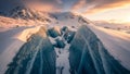 Snowy Mountain Landscape at Sunset with Ice Formations Royalty Free Stock Photo