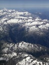 Mountain range of the European Alps seen from a plane