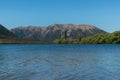 Mountain range at Lake Pearson Arthur`s pass Royalty Free Stock Photo