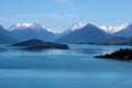 Mountain range and Lake Wakatipu between Queentown and Glenorchy Royalty Free Stock Photo