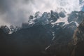 Mountain range landscape stormy clouds weather Caucasus mountains nature Royalty Free Stock Photo