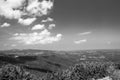 Mountain range landscape view, black and white Royalty Free Stock Photo