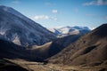 Mountain range at Lindis Pass, New Zealand Royalty Free Stock Photo