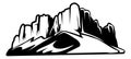 Mountain range logo. Natural rocky landscape. Height symbol Royalty Free Stock Photo