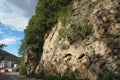 Mountain range in Mali Zvornik, Serbia, September 29, 2022 Brasina antimony deposit, Guchevo. Rocks overhanging the road