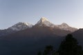 Mountain range in Nepal in the morning, mountain peaks with snow, nature photography Royalty Free Stock Photo