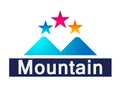 Mountain Range people star top blue mount Logo icons symbol logo design on white background