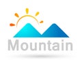 Mountain Range people sun top blue mount Logo icons symbol logo design on white background