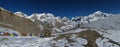 Mountain range and prayer flags in Nepal Royalty Free Stock Photo