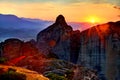 Mountain range in the rays of sunrise. Royalty Free Stock Photo