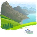 Mountain Range , River and Green Valley Royalty Free Stock Photo