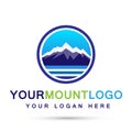 Mountain Range sea snow ice top Logo circle icons symbol logo design on white background Royalty Free Stock Photo
