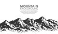 Mountain range silhouette on white.