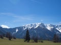Mountain range in spring and blue sky Schneeberg Royalty Free Stock Photo