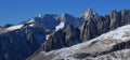 Rugged mountains and glacier in Valais Canton, Swiss Alps. Mount Royalty Free Stock Photo