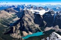 Mountain range view from Mt Temple with Moraine lake, Banff Royalty Free Stock Photo