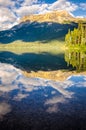 Mountain range and water reflection, Emerald lake, Canada Royalty Free Stock Photo