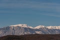 Molise, Mainarde, winter panorama. The Mainarde mountain range extends along the border between Molise and Lazio, with prevalence