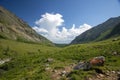 The mountain ranges of Satan and Hamar-Daban. Mountain peaks and valleys. Mountain landscape. Royalty Free Stock Photo