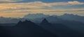 Mountain ranges seen from Rigi Kulm. Royalty Free Stock Photo