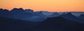 Mountain ranges at sunset. Royalty Free Stock Photo