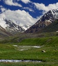 Mountain ravine and clouds