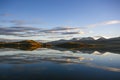 Mountain reflected in cold water of Balsfjord, Norway Royalty Free Stock Photo