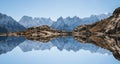 Mountain reflected in the water in the Alps in Chamonix