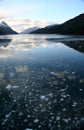 Mountain reflection, brash ice