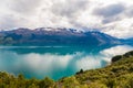 Mountain & reflection lake from view point on the way to Glenorchy , New zealand Royalty Free Stock Photo