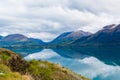 Mountain & reflection lake from view point on the way to Glenorchy, New Zealand Royalty Free Stock Photo