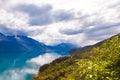 Mountain & reflection lake from view point on the way to Glenorchy, South island of New Zealand Royalty Free Stock Photo