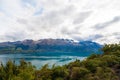 Mountain & reflection lake view point on the way to Glenorchy, South island of New Zealand Royalty Free Stock Photo