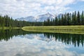 Mountain reflection in motionless water