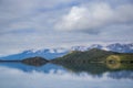 Mountain and reflection, scenic view of Lake Wakatipu, New Zealand, South Island Royalty Free Stock Photo