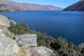 Mountain and reflection, scenic view of Lake Wakatipu, New Zealand, South Island Royalty Free Stock Photo